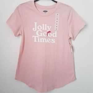 Old Navy Sz M Pink 'Jolly Good Times' Top - NWT